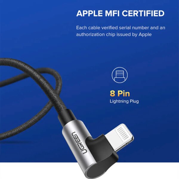 13_1732768115 Ugreen USB A To Right Angle Lightning Cable 1M