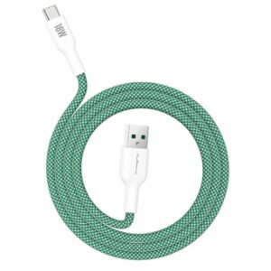 311446_1 ALPHA·X ALUSB 2C Data Cable USB A to Type C 1.2m Braided Cable Heat Protection (Green)