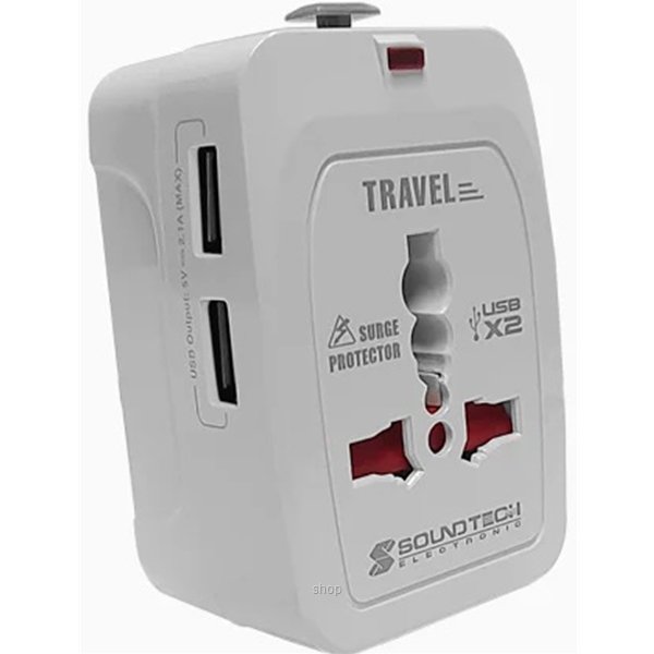 Soundteoh Travel Adaptor with Dual USB White