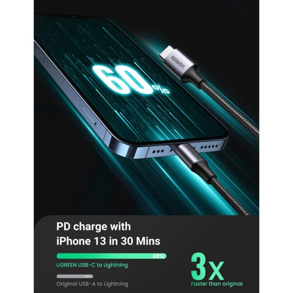 3_1732704673 Ugreen USB C To Lighting Cable Aluminium Shell Braided 1M Silver