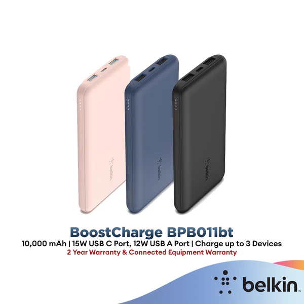 BPB011btNoLogo Belkin BPB011bt BoostCharge Power Bank 10000mAh 15W with USB A to USB C Cable
